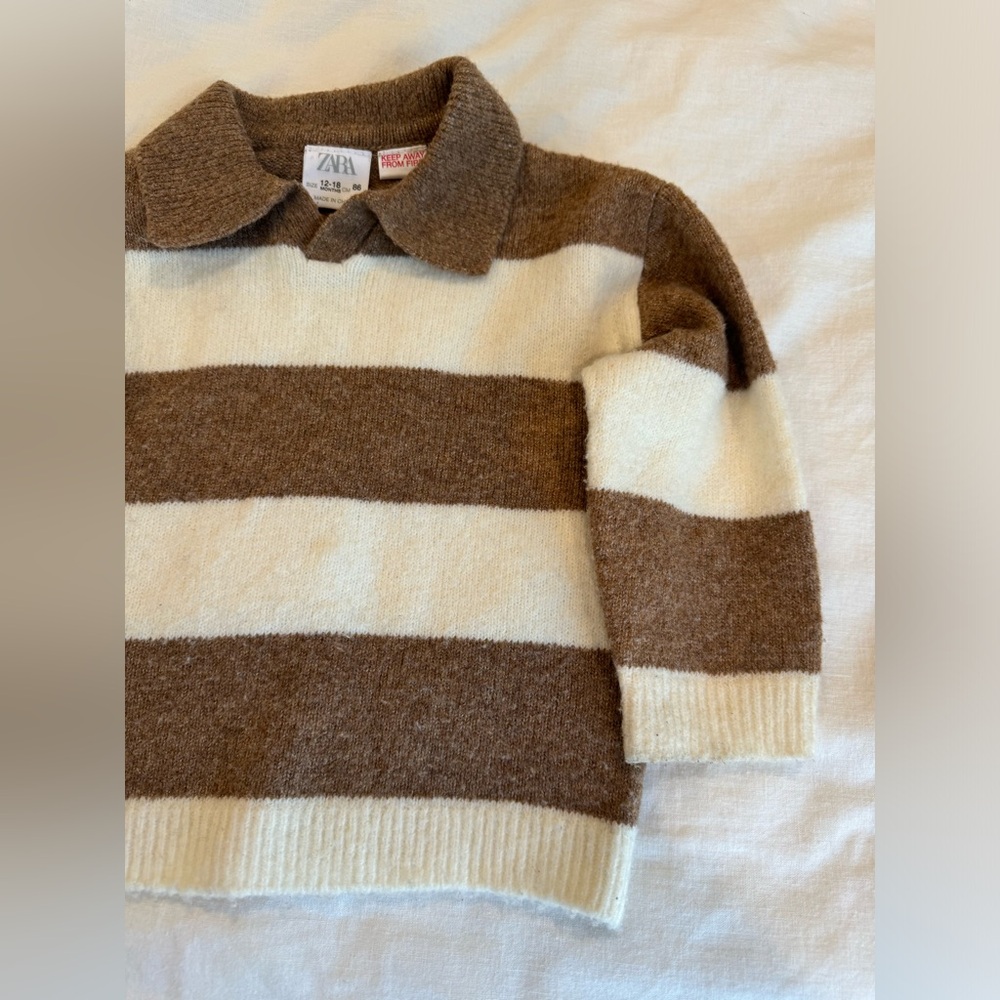 Zara kids brown stripes wool blend sweater toddler baby